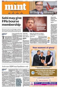 Mint's front cover in broadsheet format 12 Sep '16 